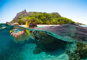 foto di immersione con boccaglio half underwater scattata con Dome e GoPro hero6