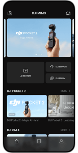 Mockup della DJI Osmo action cam app